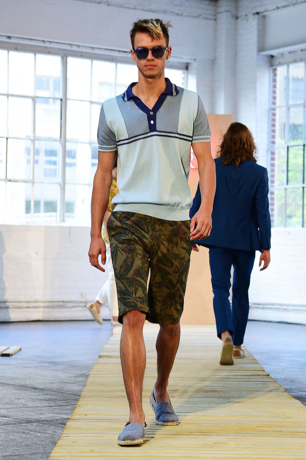 Mandatory Credit: Photo by Aurora Rose/WWD/REX/Shutterstock (5754822dj) Model on the catwalk David Hart presentation, Spring Summer 2017, New York Fashion Week: Men's, USA - 11 Jul 2016