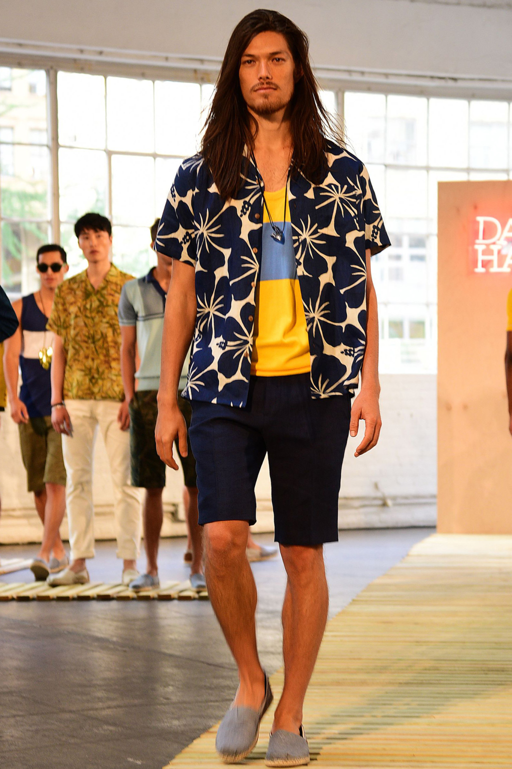 Mandatory Credit: Photo by Aurora Rose/WWD/REX/Shutterstock (5754822ef) Model on the catwalk David Hart presentation, Spring Summer 2017, New York Fashion Week: Men's, USA - 11 Jul 2016