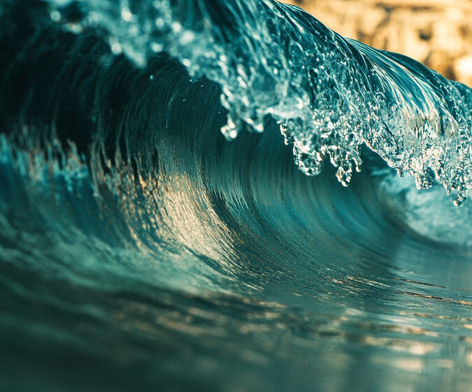“Bajo la misma luz que cambia el color del mar, el surfista escribe una línea efímera sobre la ola”